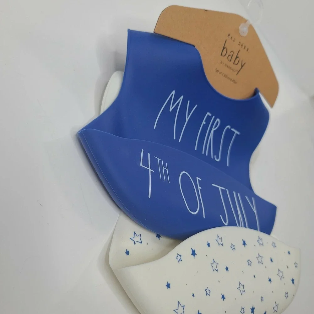 RAE DUNN Silicone Baby Bibs Set of 2 